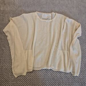 MJ. WATSON Cashmere Sweater Women Large Ivory Old Money Sophisticate FLAWED
